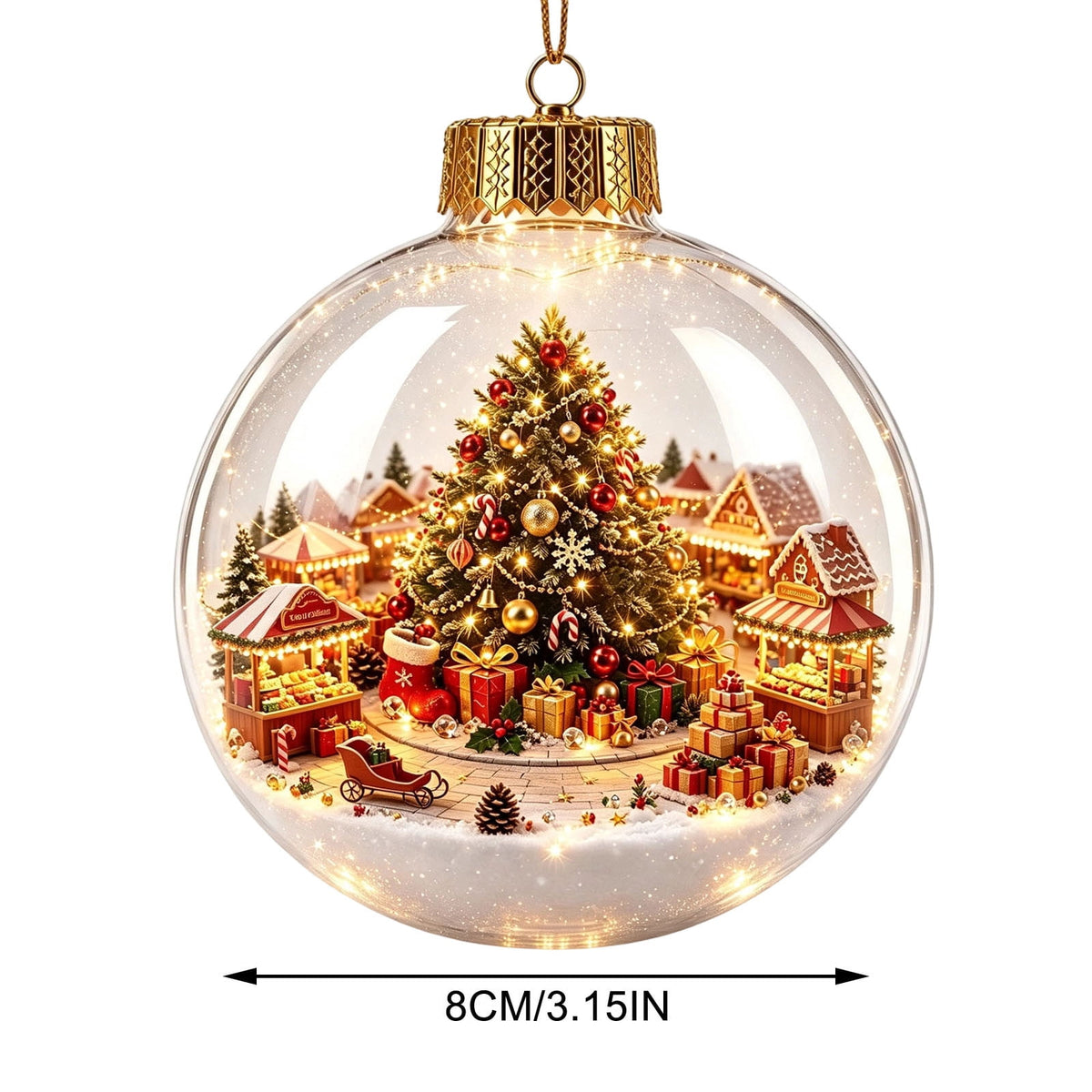 Mivyn Glowing Christmas Story Ornament, 4"Light-Up Mini Holiday Scene with Warm LED Light, Festive Keepsake Gift for Home Christmas Party Decoration,1PCS,