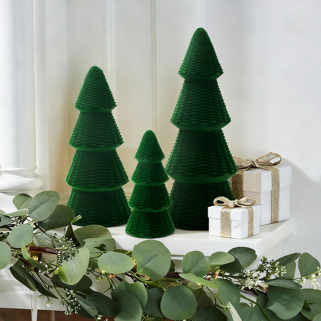 Ayieyill 3pcs Tabletop Christmas Tree Woven Resin Christmas Trees for Christmas Decor Indoor, Christmas Table Decor, Khaki