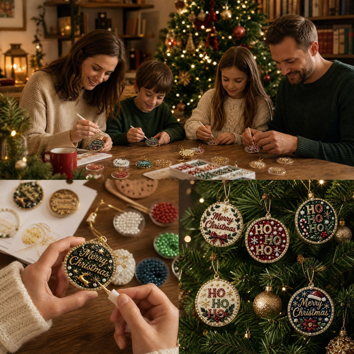 DIY Christmas Ornaments for Xmas Tree Hangings- Pearl Art Kits for Adults, Christmas Ornaments Set of 12, 2.76 Inch