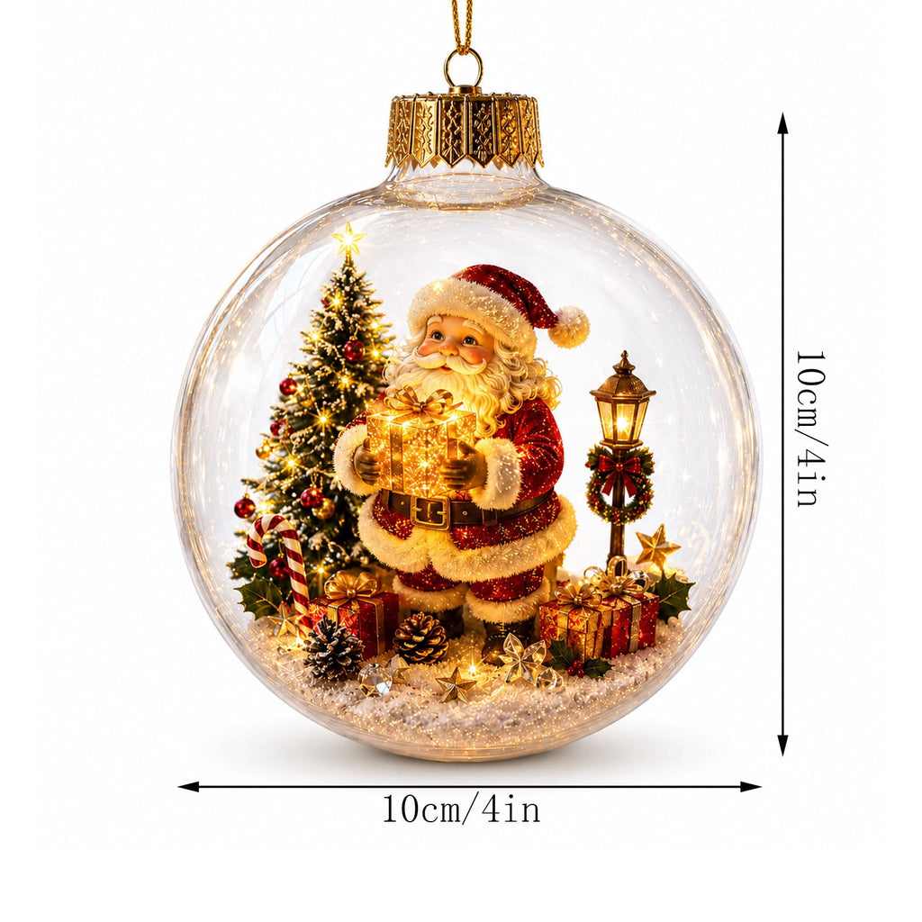 Mivyn Glowing Christmas Story Ornament, 4"Light-Up Mini Holiday Scene with Warm LED Light, Festive Keepsake Gift for Home Christmas Party Decoration,1PCS,
