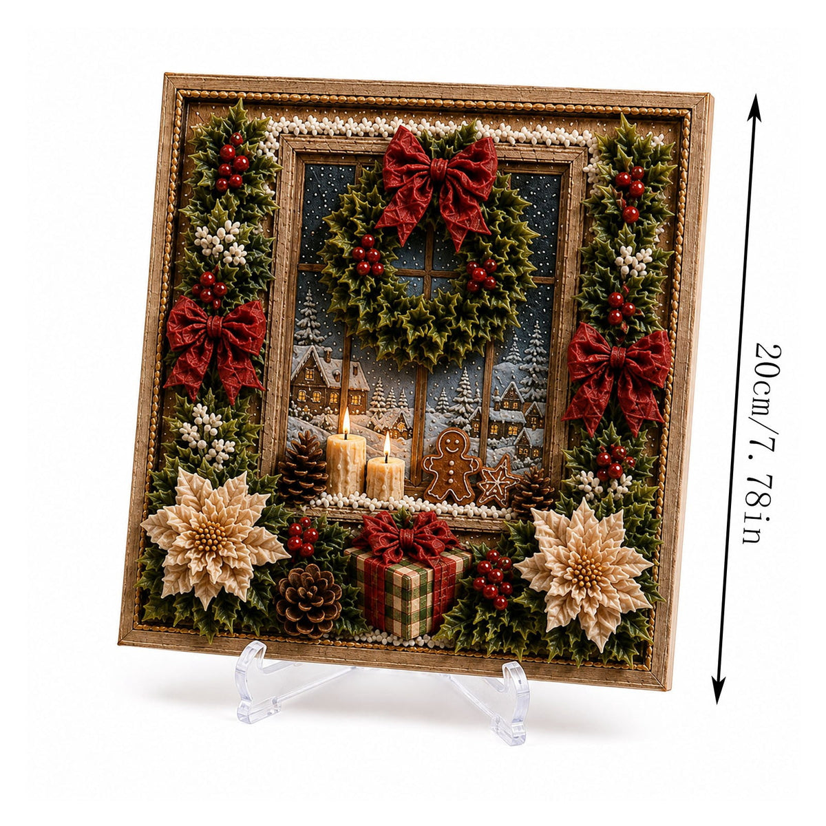 Clearance 3D Christmas Wreath Fabric Poke Art Kit, Jesus Poke Art Kits for Adults, Christmas Wreaths Ornament Making Kit for Front Door