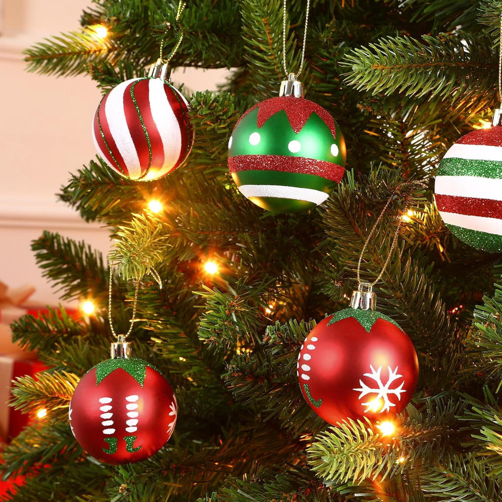30ct Christmas Ball Ornaments, 2.36 in Shatterproof Xmas Tree Decorations, Plastic Baubles for Holiday, Party, Wedding, or Home Decor, Red & Gold