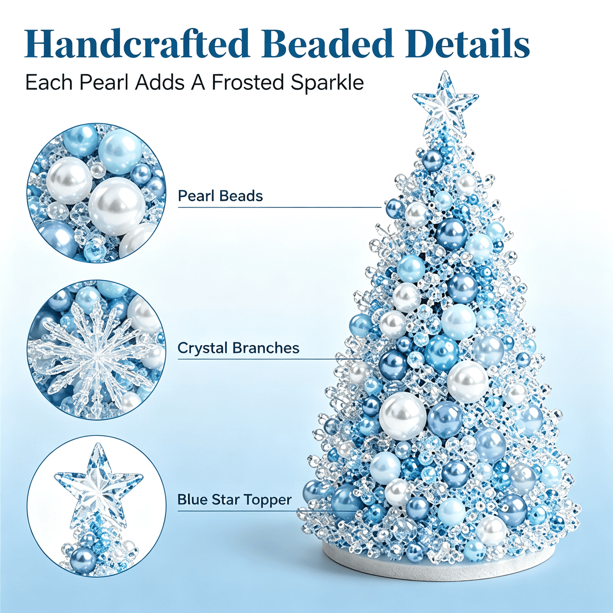 DIY Beaded Christmas Tree Kit, Christmas Decorations Handmade Beads Craft Set, Sparkling Crystal Xmas Ornaments for Tabletop Christmas Decor, Holiday Gifts for Adults by MPOISVA