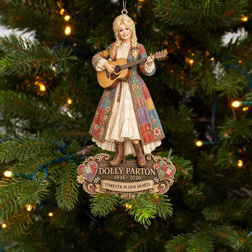 Dolly Memorial Acrylic Christmas Ornament Themed Christmas Ornament for Tree Car Office Home Dolly Themed Xmas Hanging Decor Country Music Holiday Decoration Gift