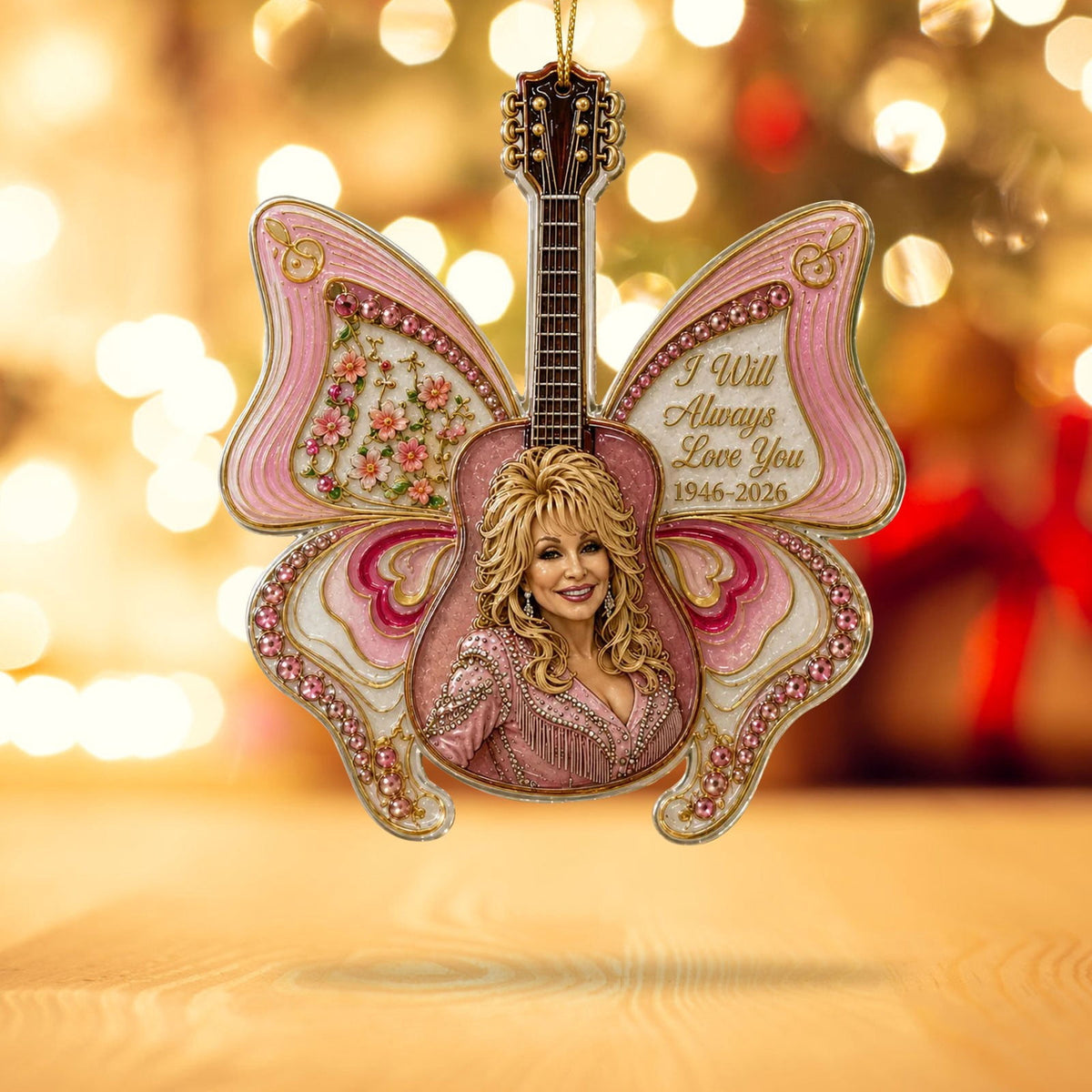 Dolly Memorial Acrylic Christmas Ornament Themed Christmas Ornament for Tree Car Office Home Dolly Themed Xmas Hanging Decor Country Music Holiday Decoration Gift