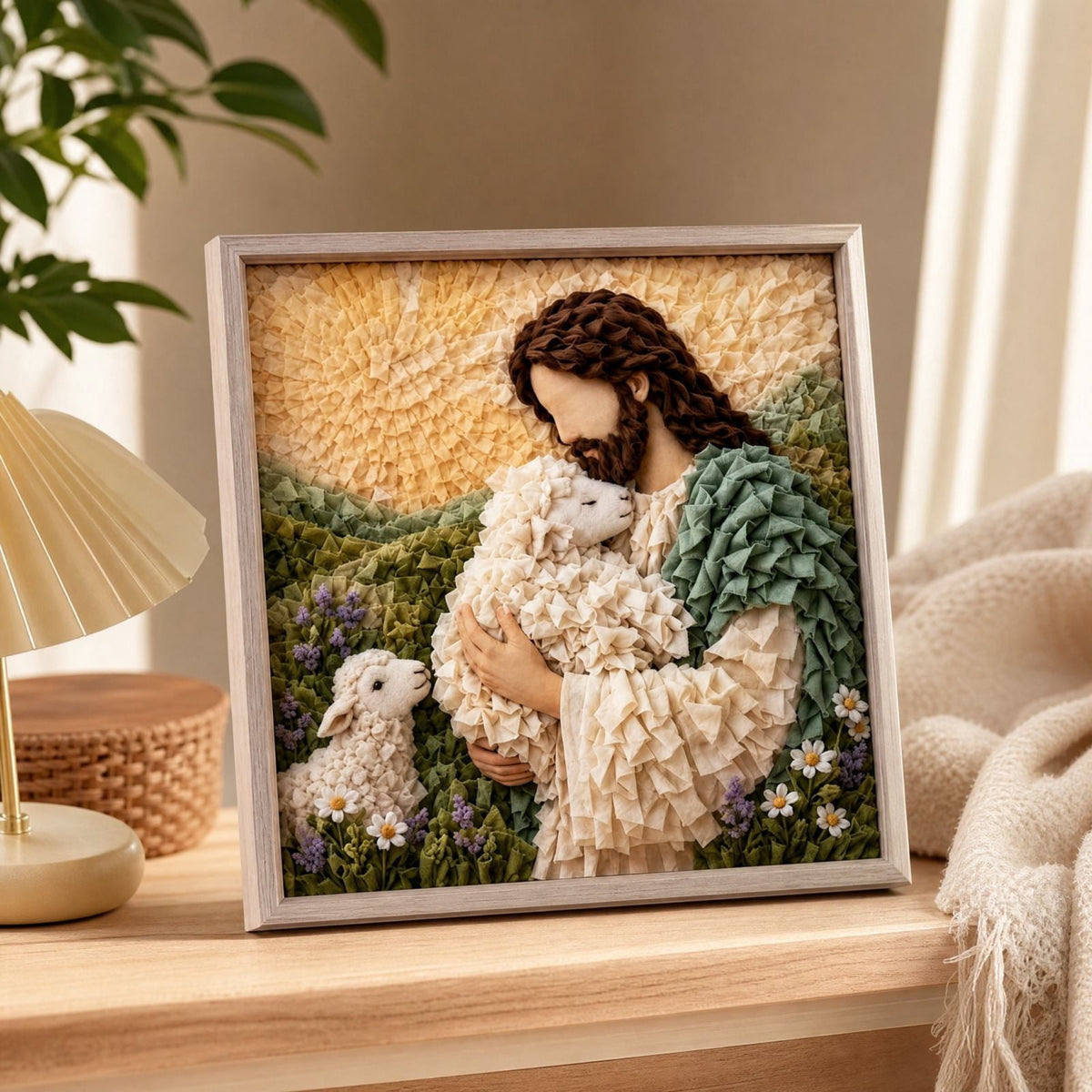 Clearance 3D Christmas Wreath Fabric Poke Art Kit, Jesus Poke Art Kits for Adults, Christmas Wreaths Ornament Making Kit for Front Door