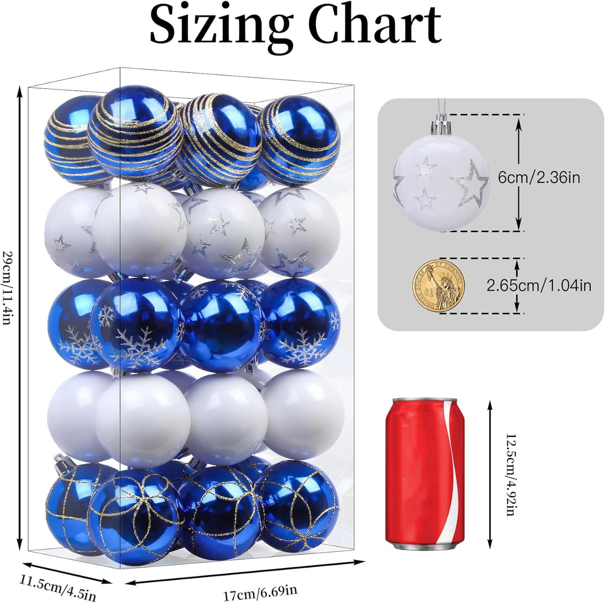 30ct Christmas Ball Ornaments, 2.36 in Shatterproof Xmas Tree Decorations, Plastic Baubles for Holiday, Party, Wedding, or Home Decor, Red & Gold
