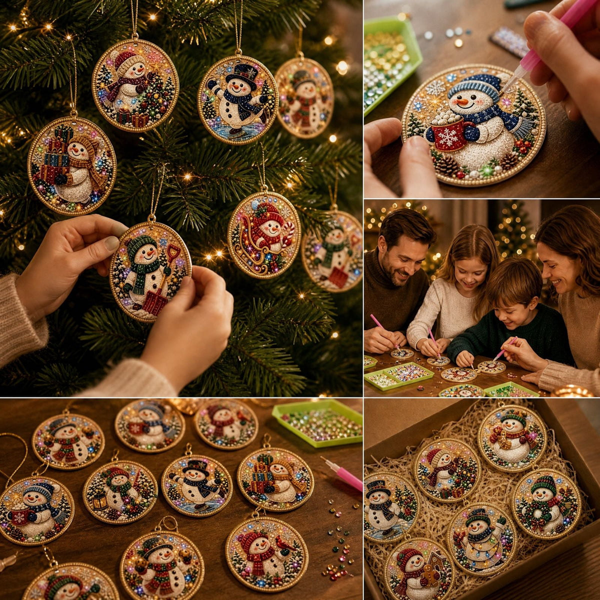 DIY Christmas Ornaments for Xmas Tree Hangings- Pearl Art Kits for Adults, Christmas Ornaments Set of 12, 2.76 Inch