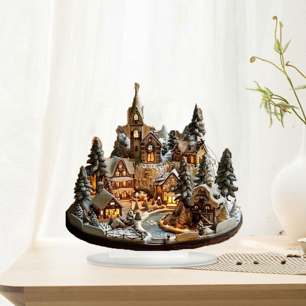 PEIBang Christmas Table Decorations,Snow House Decor Christmas Centerpiece,Christmas Village Houses for Home Office