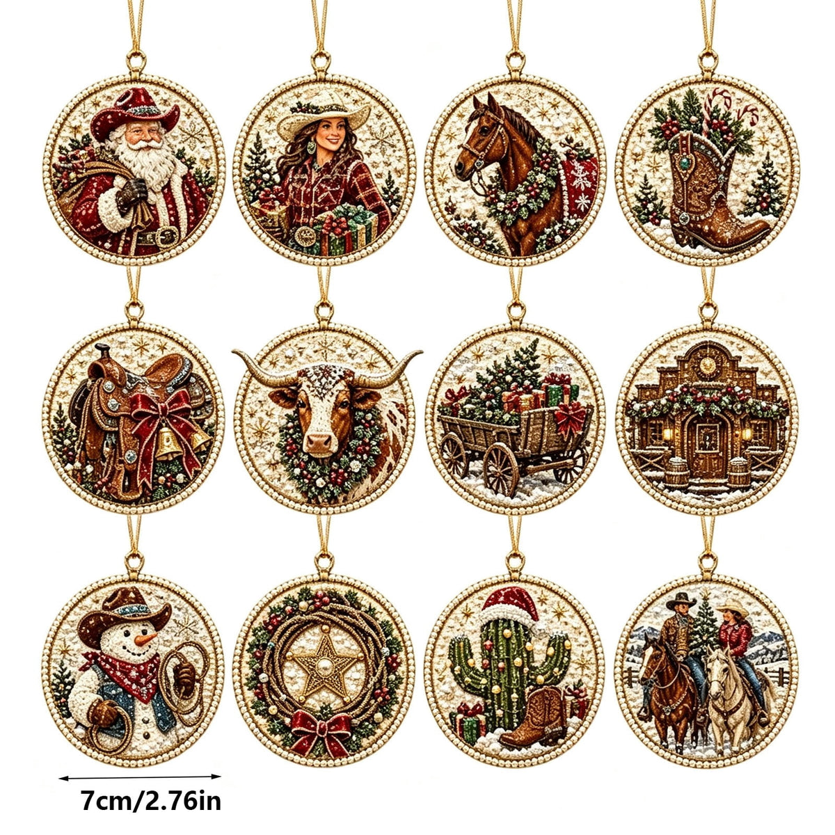 DIY Christmas Ornaments for Xmas Tree Hangings- Pearl Art Kits for Adults, Christmas Ornaments Set of 12, 2.76 Inch