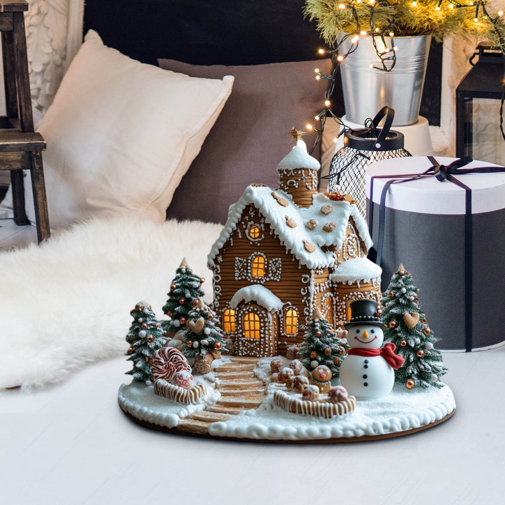 PEIBang Christmas Table Decorations,Snow House Decor Christmas Centerpiece,Christmas Village Houses for Home Office