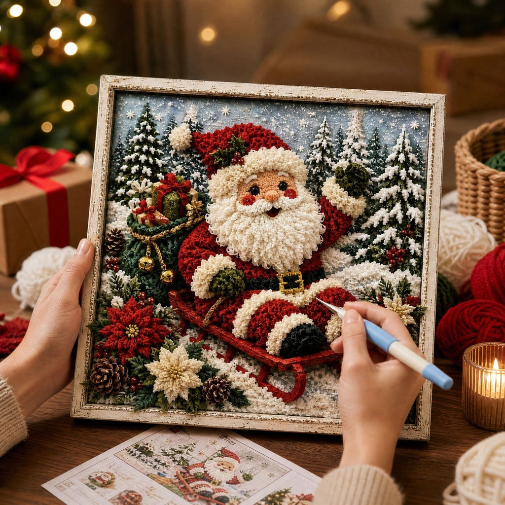 Clearance 3D Christmas Wreath Fabric Poke Art Kit, Jesus Poke Art Kits for Adults, Christmas Wreaths Ornament Making Kit for Front Door