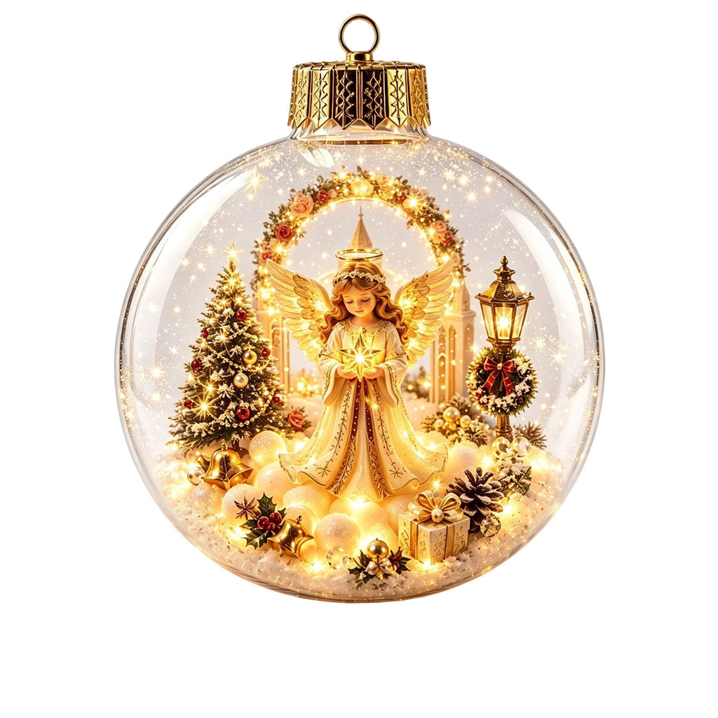 Mivyn Glowing Christmas Story Ornament, 4"Light-Up Mini Holiday Scene with Warm LED Light, Festive Keepsake Gift for Home Christmas Party Decoration,1PCS,
