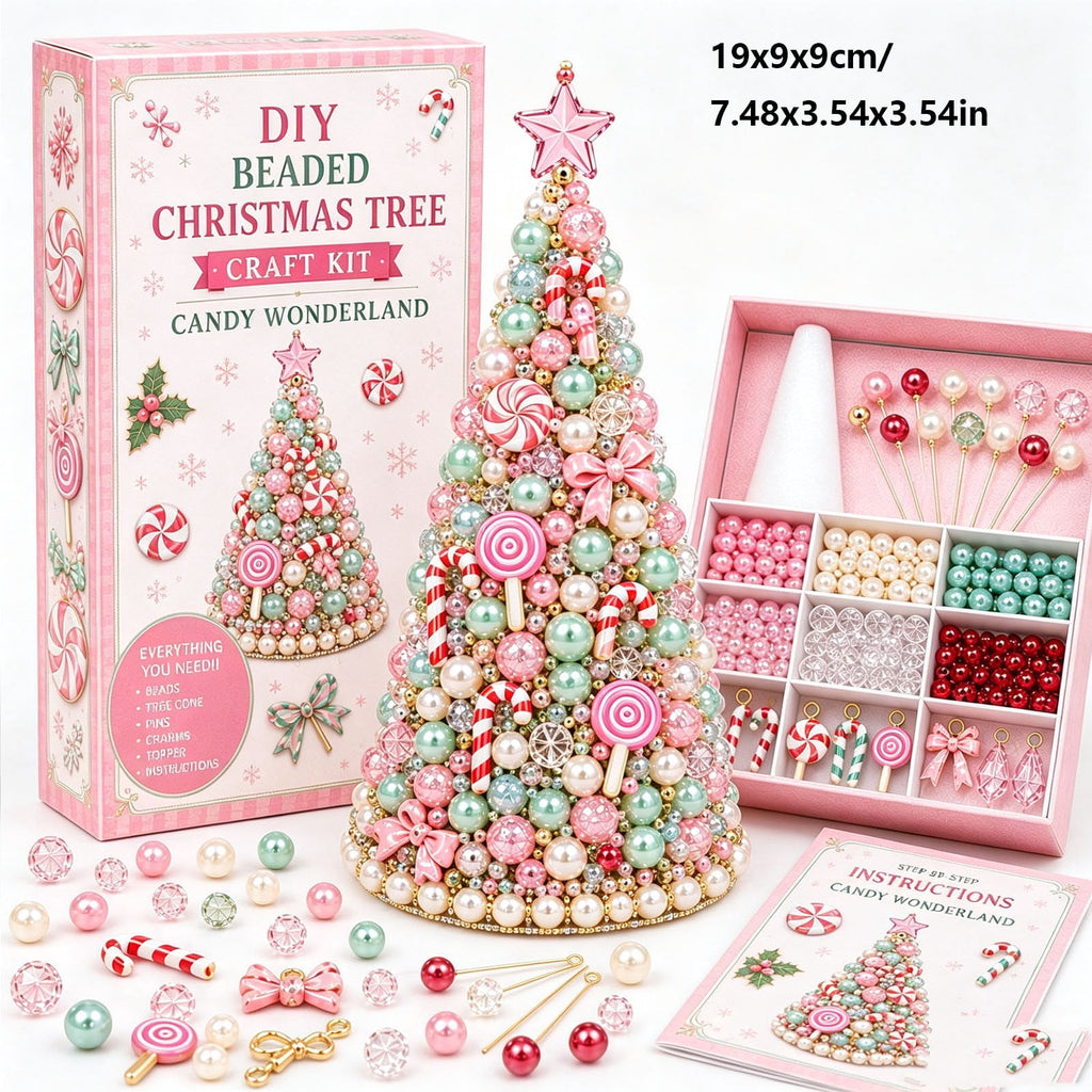 DIY Beaded Christmas Tree Craft Kit Christmas Decorations, 3D Candy Beaded Christmas Tree Craft Kit Christmas Decor, Christmas Crafts for Adults