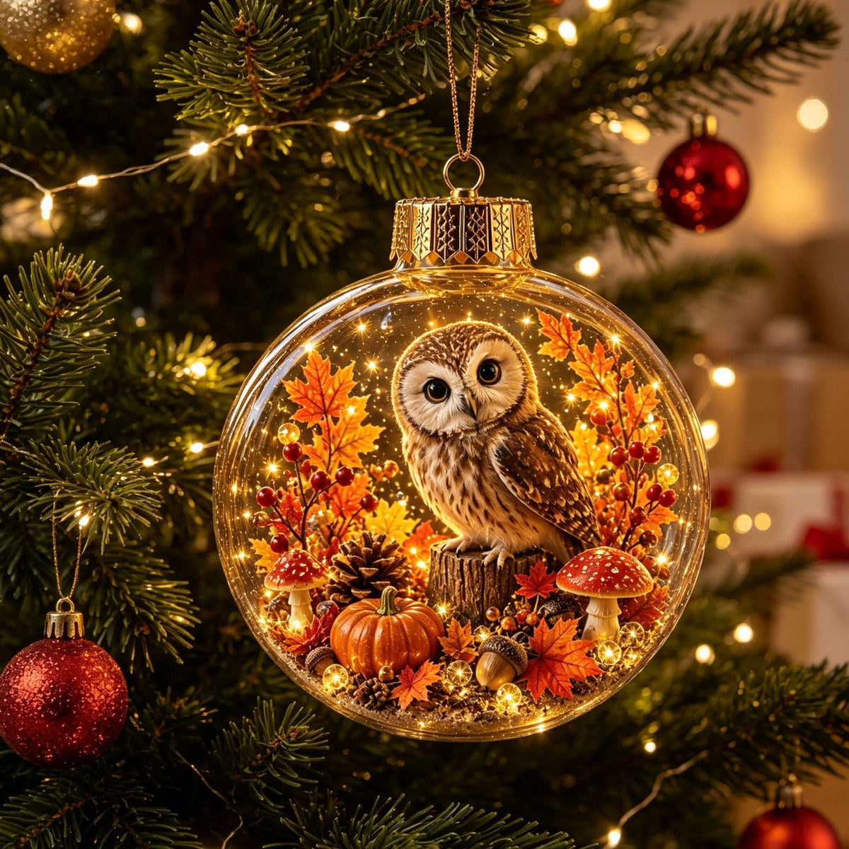 Mivyn Glowing Christmas Story Ornament, 4"Light-Up Mini Holiday Scene with Warm LED Light, Festive Keepsake Gift for Home Christmas Party Decoration,1PCS,