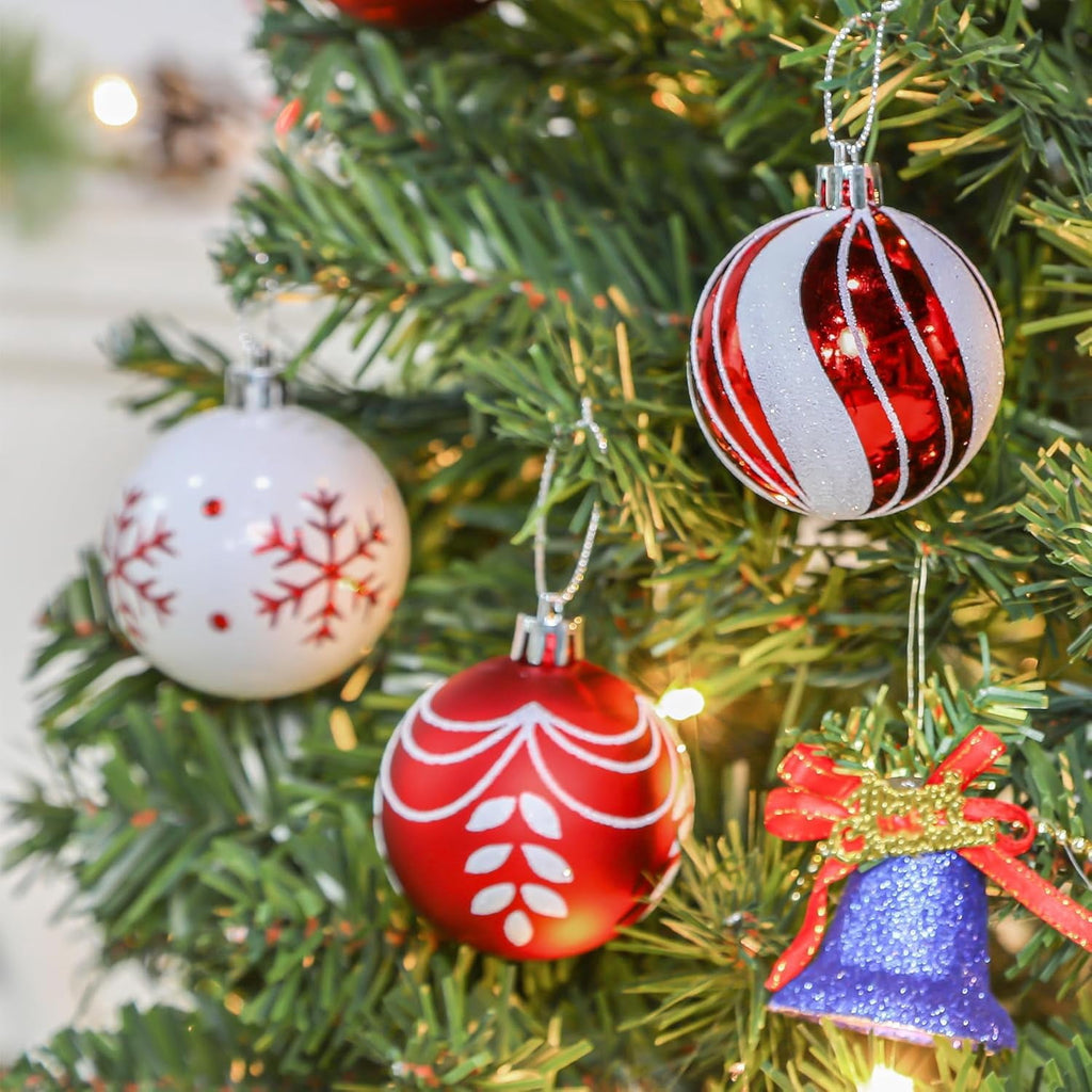 30ct Christmas Ball Ornaments, 2.36 in Shatterproof Xmas Tree Decorations, Plastic Baubles for Holiday, Party, Wedding, or Home Decor, Red & Gold