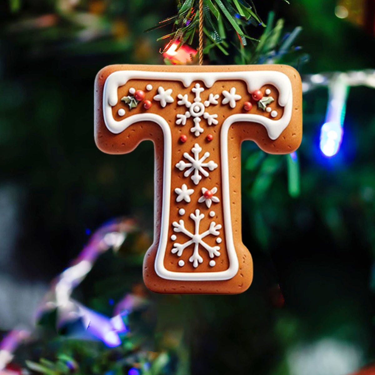 Nativity Scene Letters Ornament, A to Z Alphabet Ornaments for Xmas Tree, Jesus Letters Initial 2D Acrylic Flat Hanging Decoration, The Birth of Jesus Design, Rear view-Christian Gifts for Family (M)