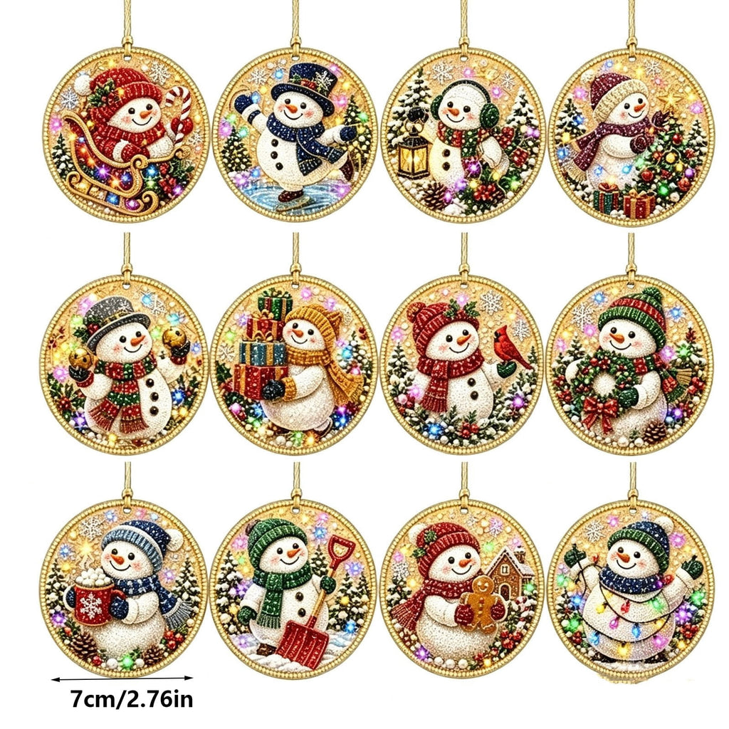 DIY Christmas Ornaments for Xmas Tree Hangings- Pearl Art Kits for Adults, Christmas Ornaments Set of 12, 2.76 Inch