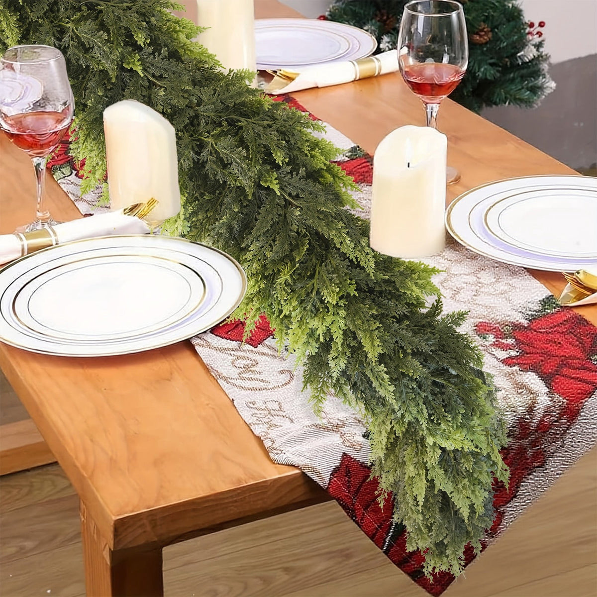 CREATITOY Soft Touch Rubber Pine Twigs Flexible Realistic-Looking Christmas Decorations for Christmas Tree Home Holiday Party Supplies Xmas Decor