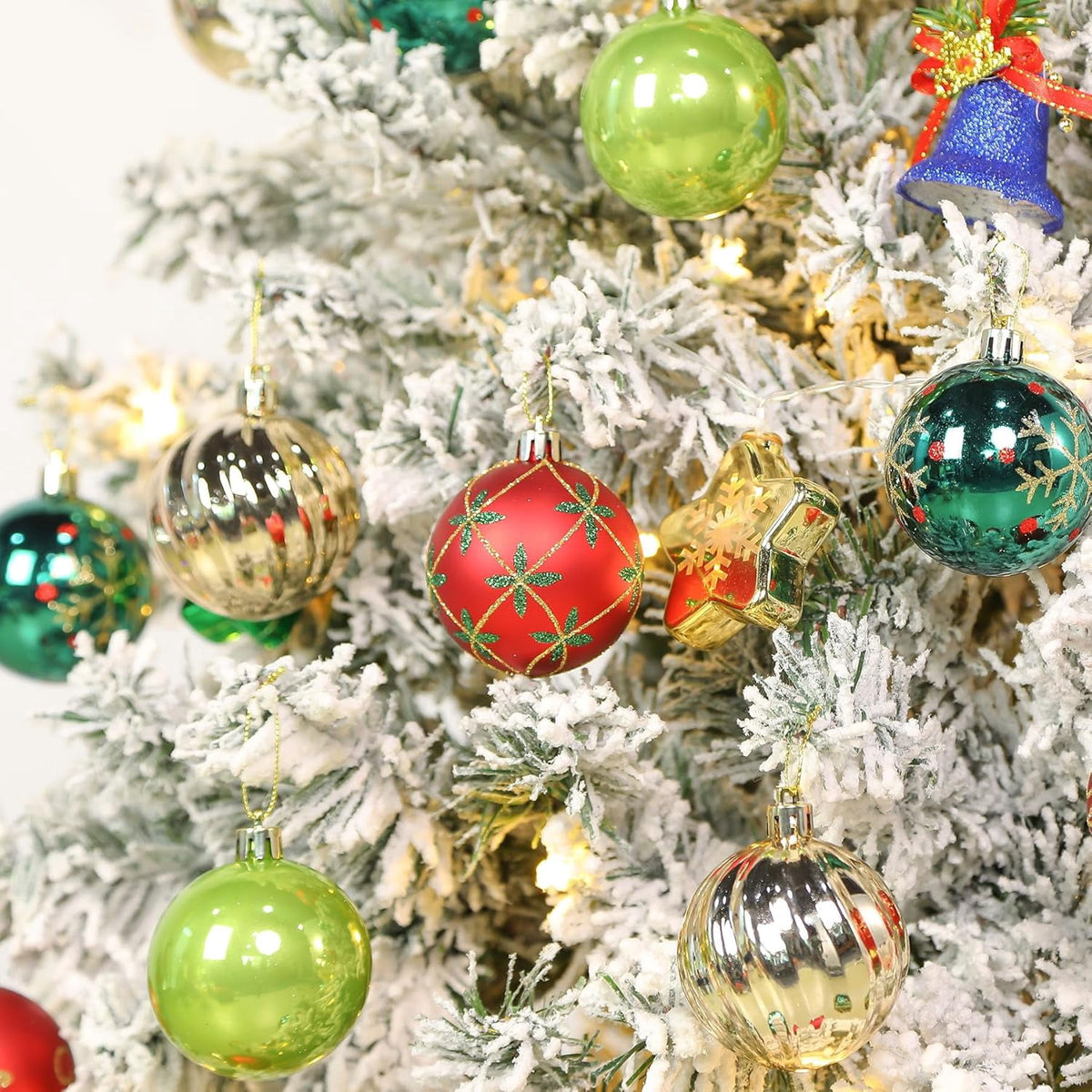 30ct Christmas Ball Ornaments, 2.36 in Shatterproof Xmas Tree Decorations, Plastic Baubles for Holiday, Party, Wedding, or Home Decor, Red & Gold