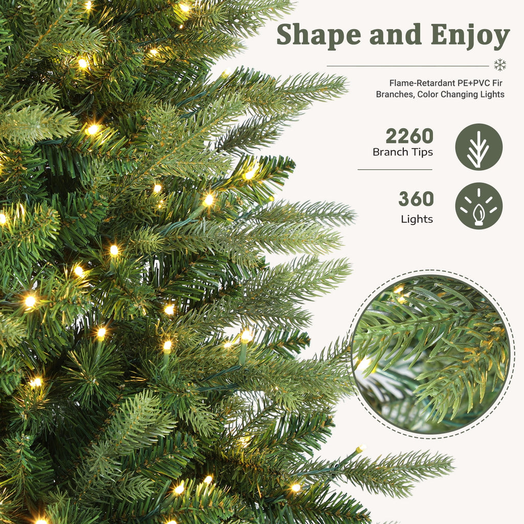 Lolsea 5.5ft Prelit Noble Fir Artificial Christmas Tree with Remote Control, Timer and Warm White & Multi-Color Lights