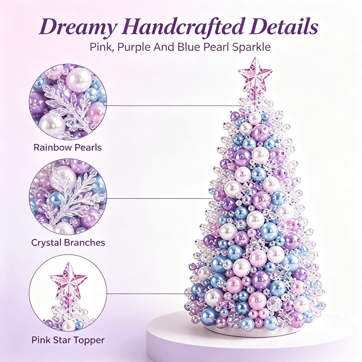 DIY Beaded Christmas Tree Kit, Christmas Decorations Handmade Beads Craft Set, Sparkling Crystal Xmas Ornaments for Tabletop Christmas Decor, Holiday Gifts for Adults by MPOISVA