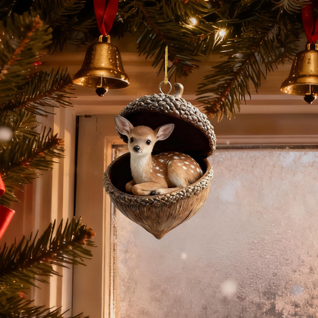 DAMAI Forest Animal Acorn Ornaments-2026 New Cozy Forest Christmas Ornaments, Cozy Forest Christmas Ornaments, Pine Cone Decoration Woodland Christmas Ornaments for Party Home Decor