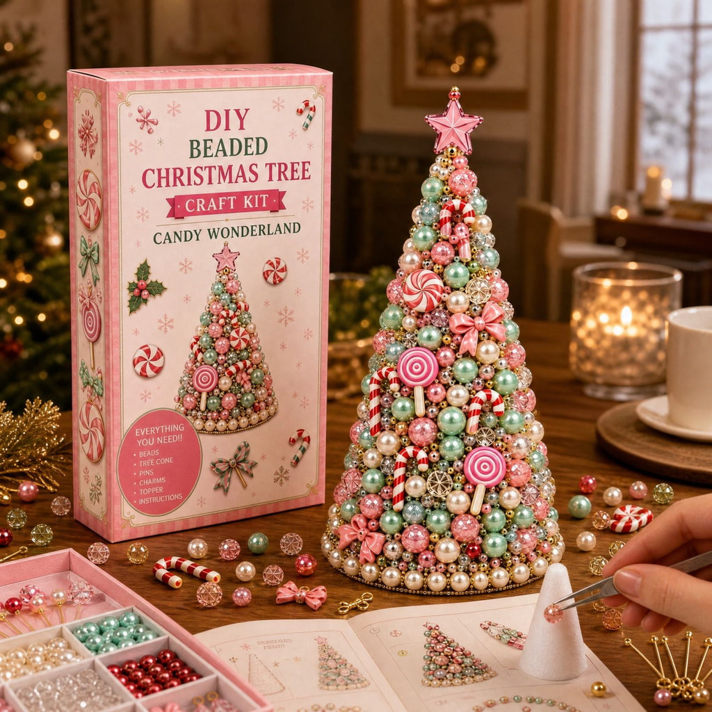 DIY Beaded Christmas Tree Craft Kit Christmas Decorations, 3D Candy Beaded Christmas Tree Craft Kit Christmas Decor, Christmas Crafts for Adults