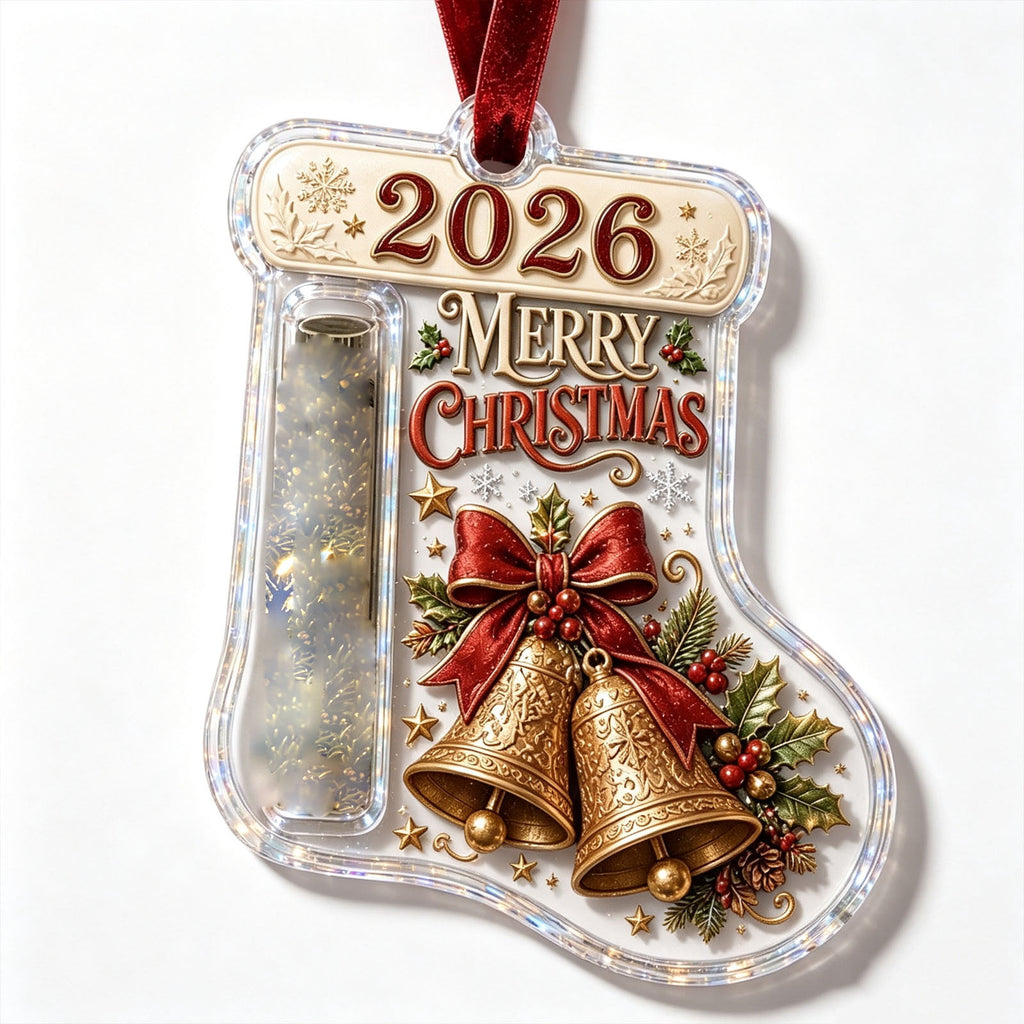 Christmas Cash Gift Stocking Shaped Ornament, Crystal-Clear Cash Holder Ornament with Xmas Stocking Design, Hanging Money Keepsake for Christmas Tree Wreath Garland, Surprise for Family Friends (F)