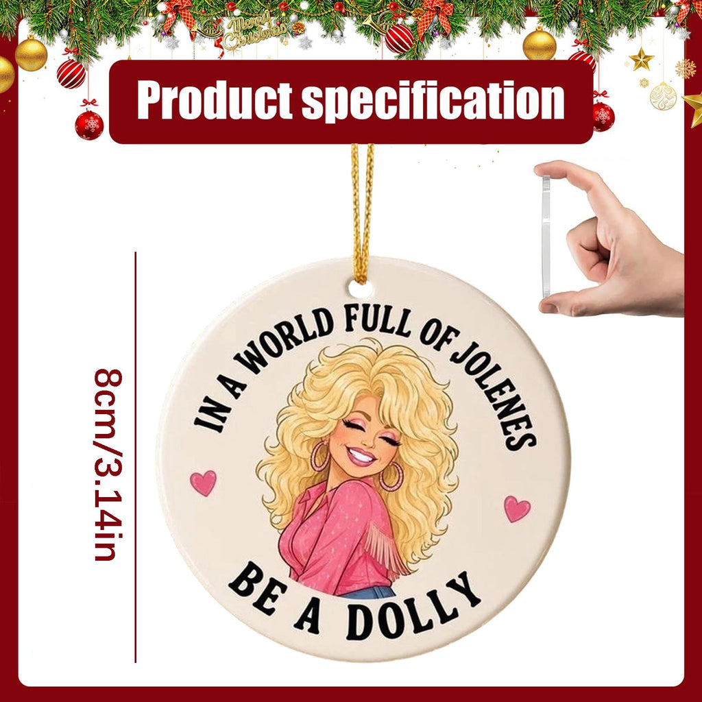 Dolly Memorial Acrylic Christmas Ornament Themed Christmas Ornament for Tree Car Office Home Dolly Themed Xmas Hanging Decor Country Music Holiday Decoration Gift