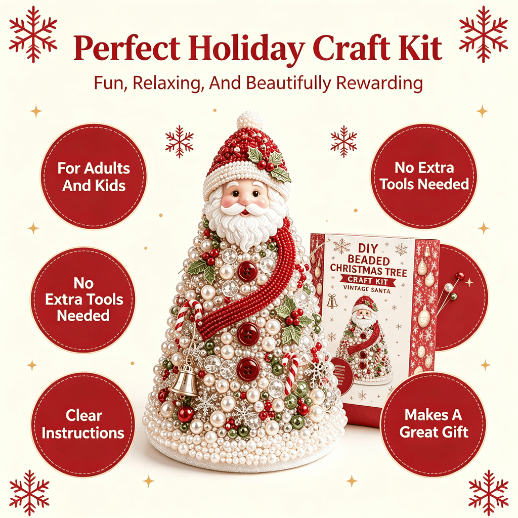 DIY Beaded Christmas Tree Kit, Christmas Decorations Handmade Beads Craft Set, Sparkling Crystal Xmas Ornaments for Tabletop Christmas Decor, Holiday Gifts for Adults by MPOISVA