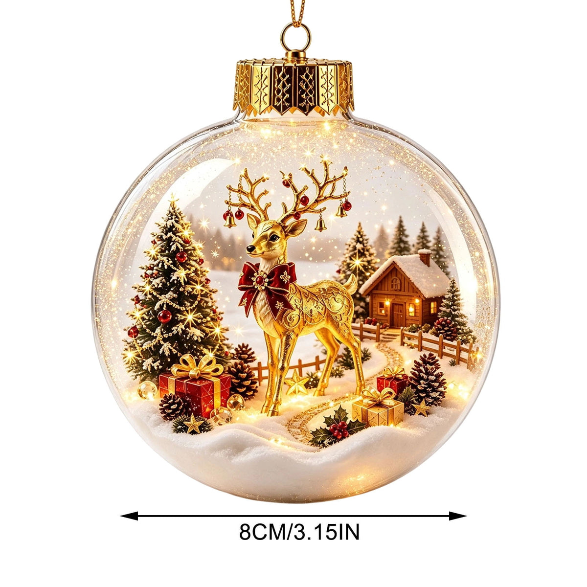 Mivyn Glowing Christmas Story Ornament, 4"Light-Up Mini Holiday Scene with Warm LED Light, Festive Keepsake Gift for Home Christmas Party Decoration,1PCS,