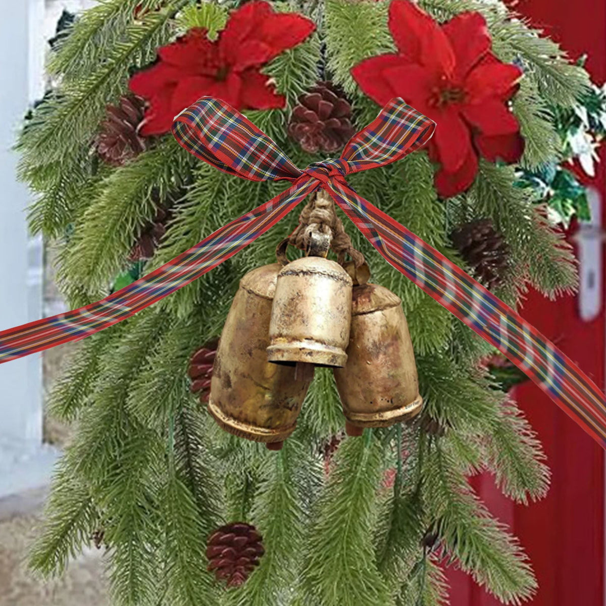 Clearance Christmas Decoration Christmas Decor Xmas Gifts Set Of 3 Christmas Bell Brass Cow Shabby Style Metal Hanging Giant Cow Bells Decor