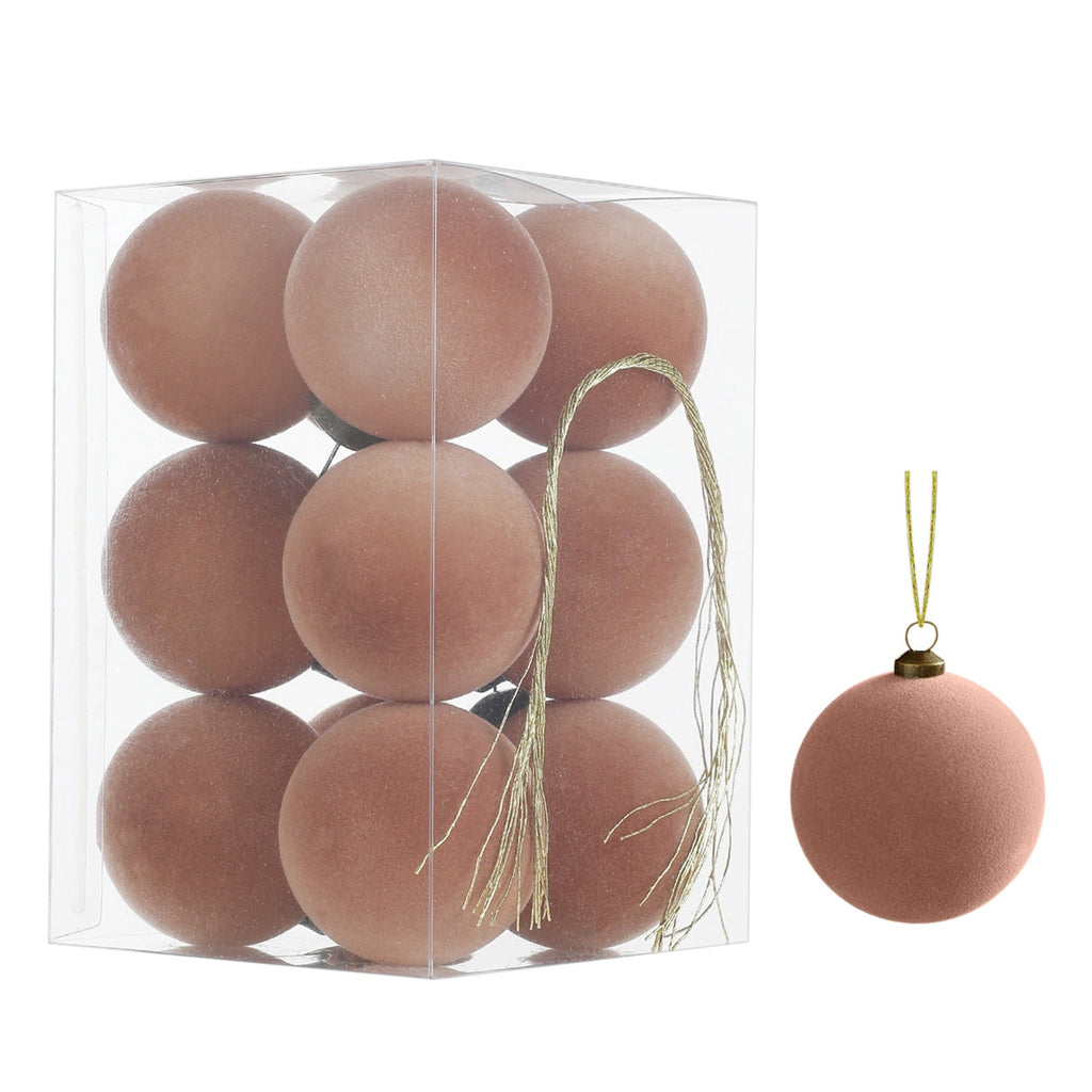 Roiihwy Green 12 Pcs Velvet Christmas Balls 1.57in Flocked Plastic Ornaments Xmas Decorative Hanging for Tree Holiday Decor
