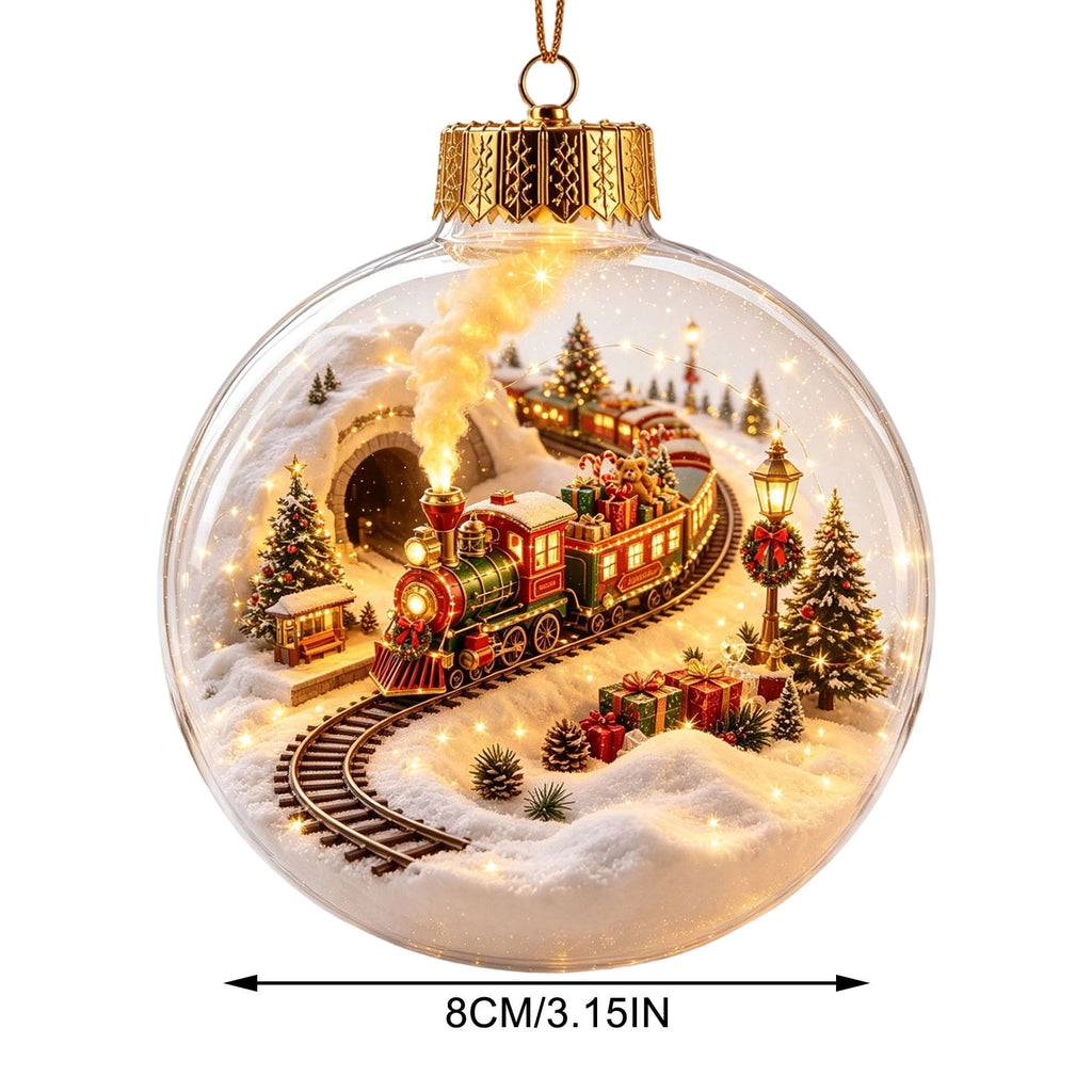 Mivyn Glowing Christmas Story Ornament, 4"Light-Up Mini Holiday Scene with Warm LED Light, Festive Keepsake Gift for Home Christmas Party Decoration,1PCS,