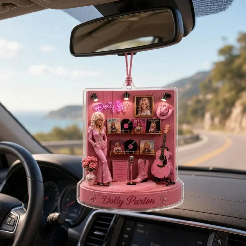 Dolly Memorial Acrylic Christmas Ornament Themed Christmas Ornament for Tree Car Office Home Dolly Themed Xmas Hanging Decor Country Music Holiday Decoration Gift