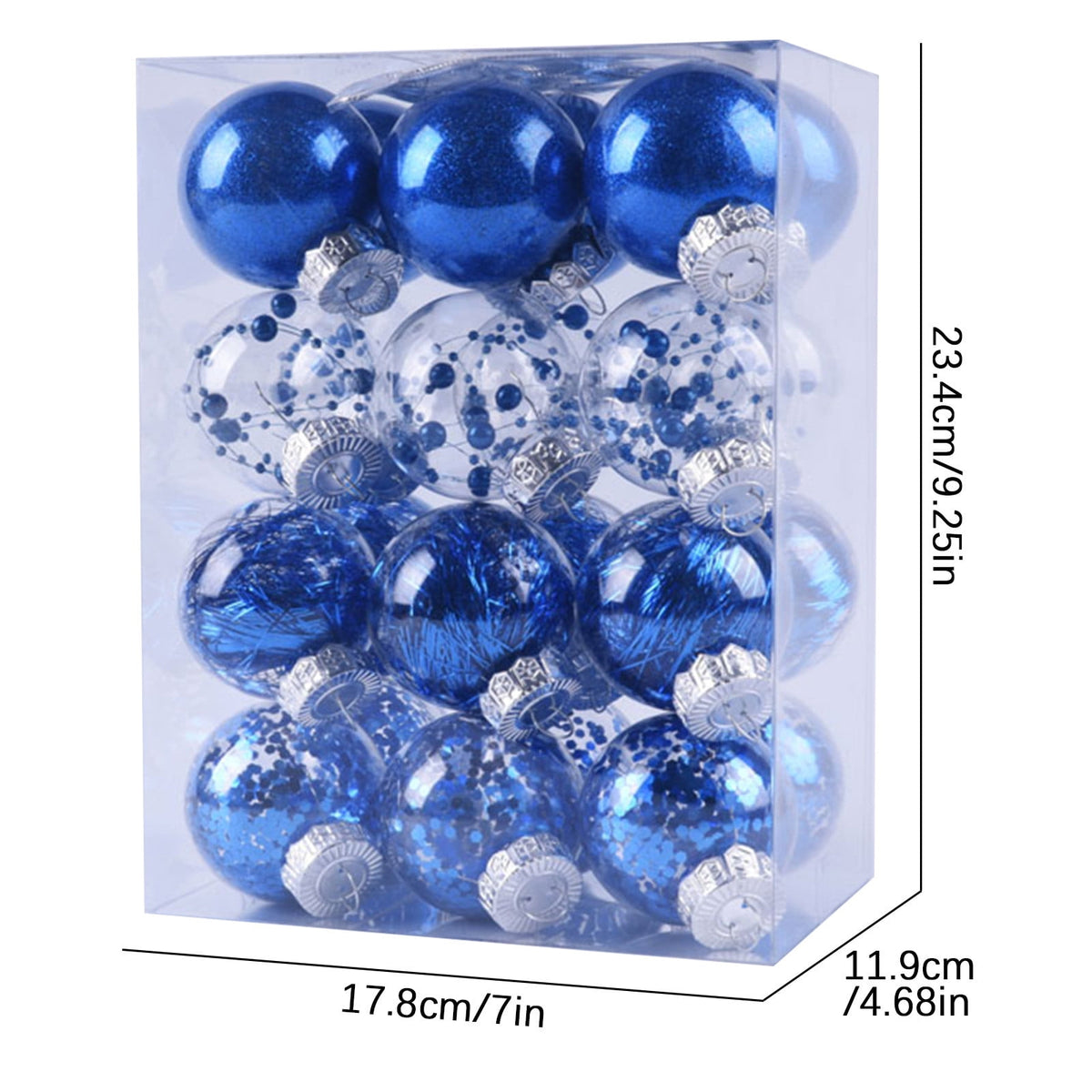 PEONAVET 24Pcs Christmas Balls Ornaments for Xmas Christmas Tree - Shatterproof Christmas Tree Decorations Hanging Ball for Holiday Wedding Party Decoration (Blue, 2.36"-6CM) Merry Christmas
