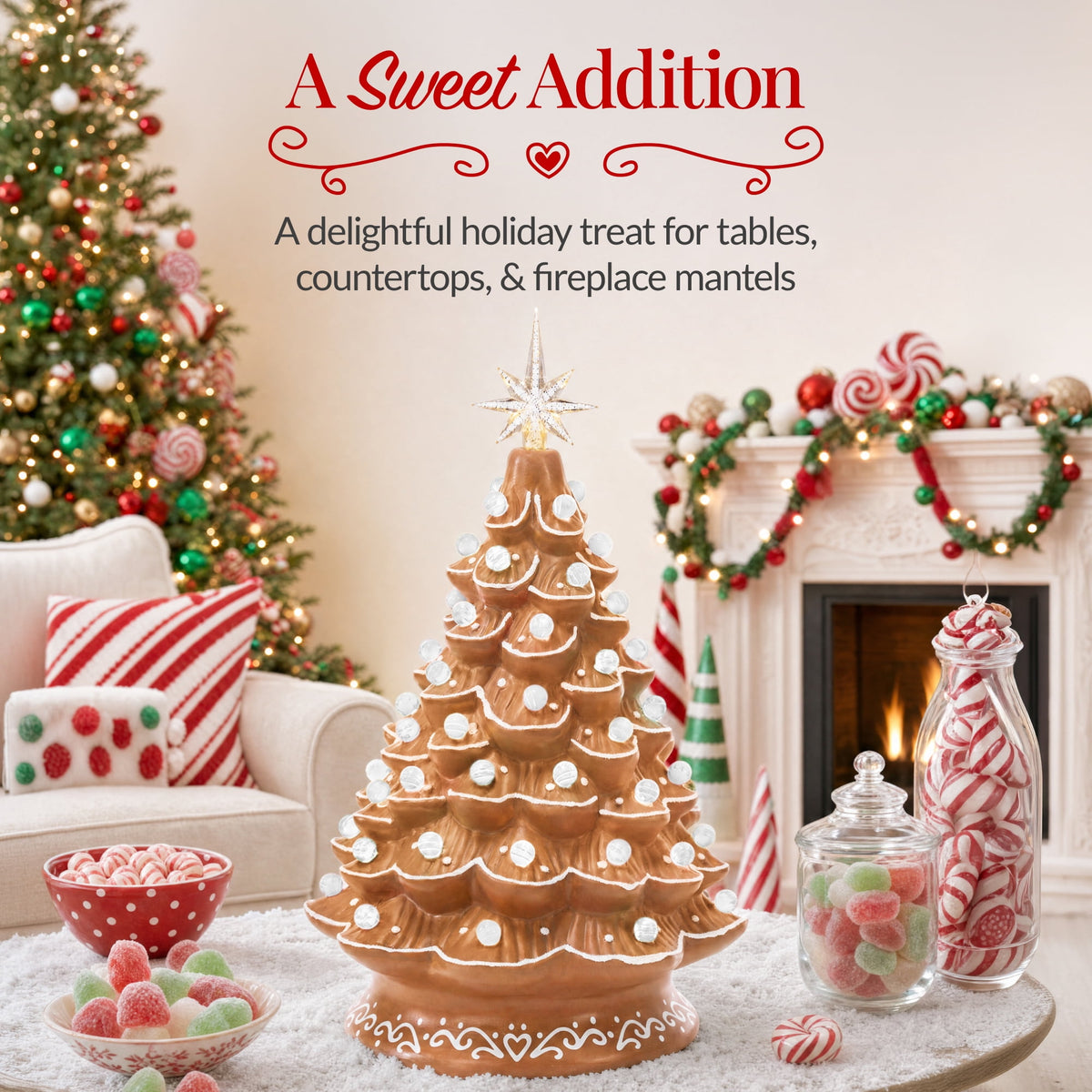 Best Choice Products Ceramic Christmas Tree, Pre-lit Hand-Painted Tabletop Holiday Tree - Green w/ Multicolored Lights