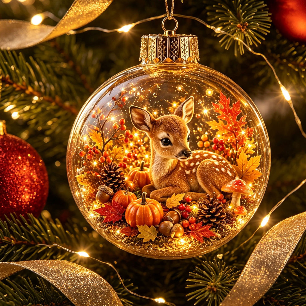 Mivyn Glowing Christmas Story Ornament, 4"Light-Up Mini Holiday Scene with Warm LED Light, Festive Keepsake Gift for Home Christmas Party Decoration,1PCS,