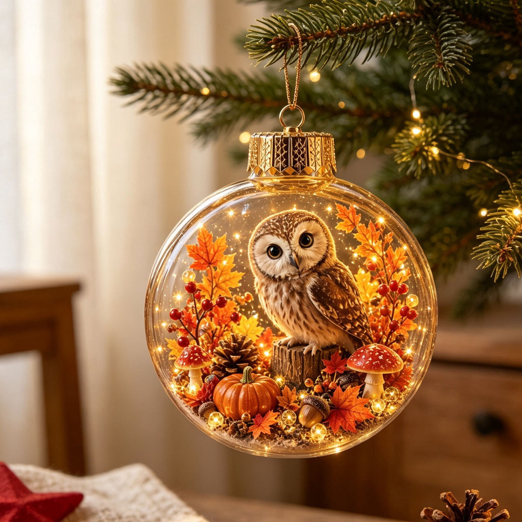 Mivyn Glowing Christmas Story Ornament, 4"Light-Up Mini Holiday Scene with Warm LED Light, Festive Keepsake Gift for Home Christmas Party Decoration,1PCS,