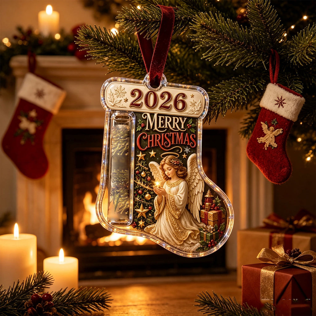 Christmas Cash Gift Stocking Shaped Ornament, Crystal-Clear Cash Holder Ornament with Xmas Stocking Design, Hanging Money Keepsake for Christmas Tree Wreath Garland, Surprise for Family Friends (F)