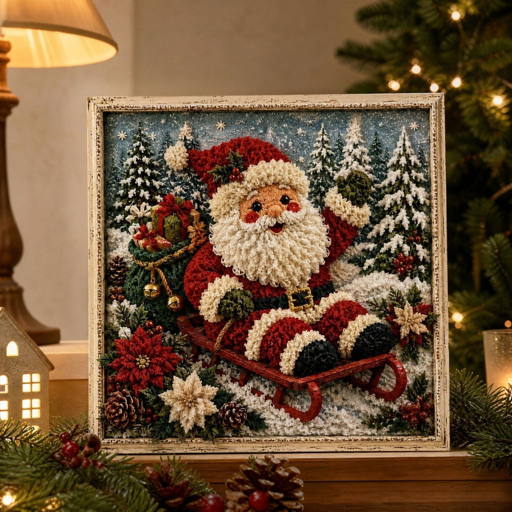 Clearance 3D Christmas Wreath Fabric Poke Art Kit, Jesus Poke Art Kits for Adults, Christmas Wreaths Ornament Making Kit for Front Door