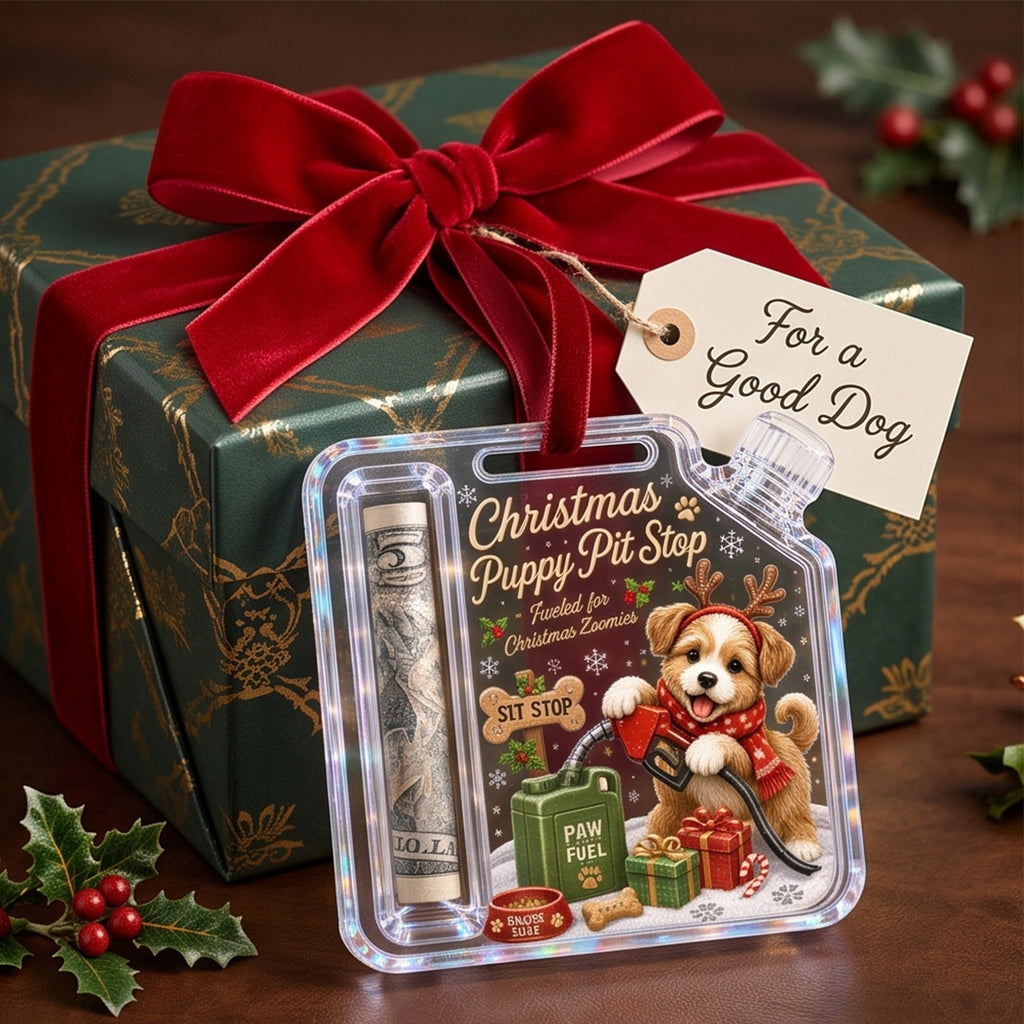 Christmas Cash Gift Stocking Shaped Ornament, Crystal-Clear Cash Holder Ornament with Xmas Stocking Design, Hanging Money Keepsake for Christmas Tree Wreath Garland, Surprise for Family Friends (F)