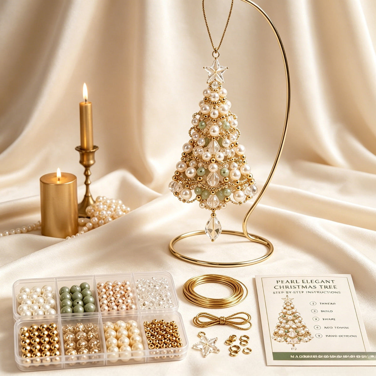 DIY Beaded Christmas Tree Craft Kit Christmas Decorations, 3D Candy Beaded Christmas Tree Craft Kit Christmas Decor, Christmas Crafts for Adults