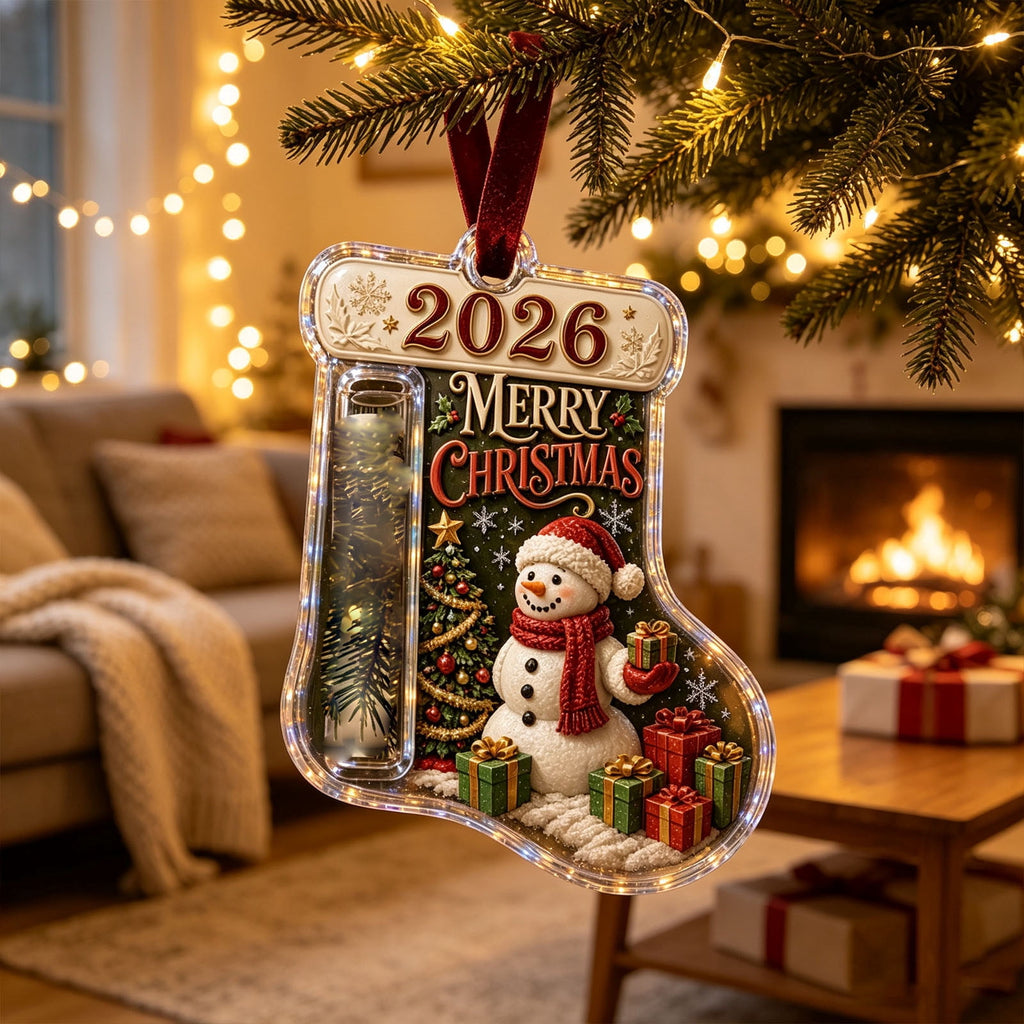 Christmas Cash Gift Stocking Shaped Ornament, Crystal-Clear Cash Holder Ornament with Xmas Stocking Design, Hanging Money Keepsake for Christmas Tree Wreath Garland, Surprise for Family Friends (F)