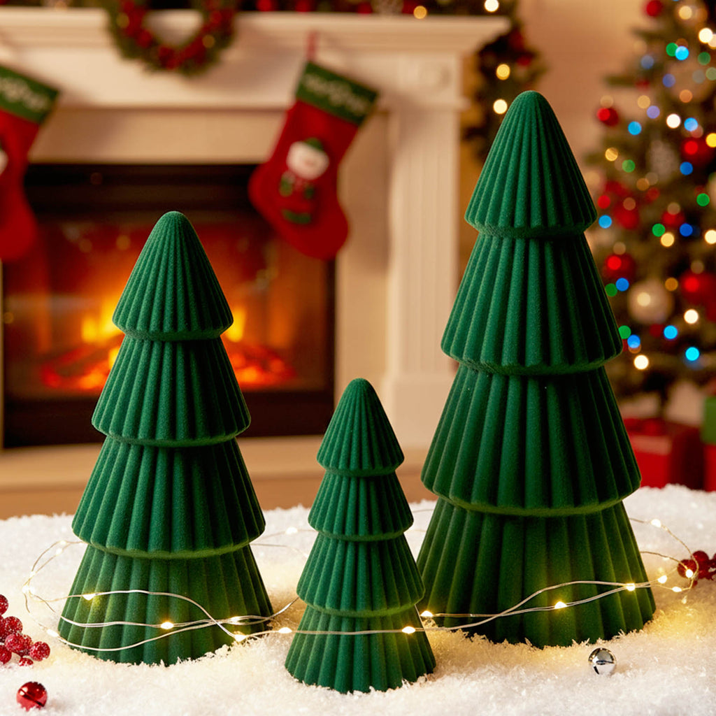 Ayieyill 3pcs Tabletop Christmas Tree Woven Resin Christmas Trees for Christmas Decor Indoor, Christmas Table Decor, Khaki
