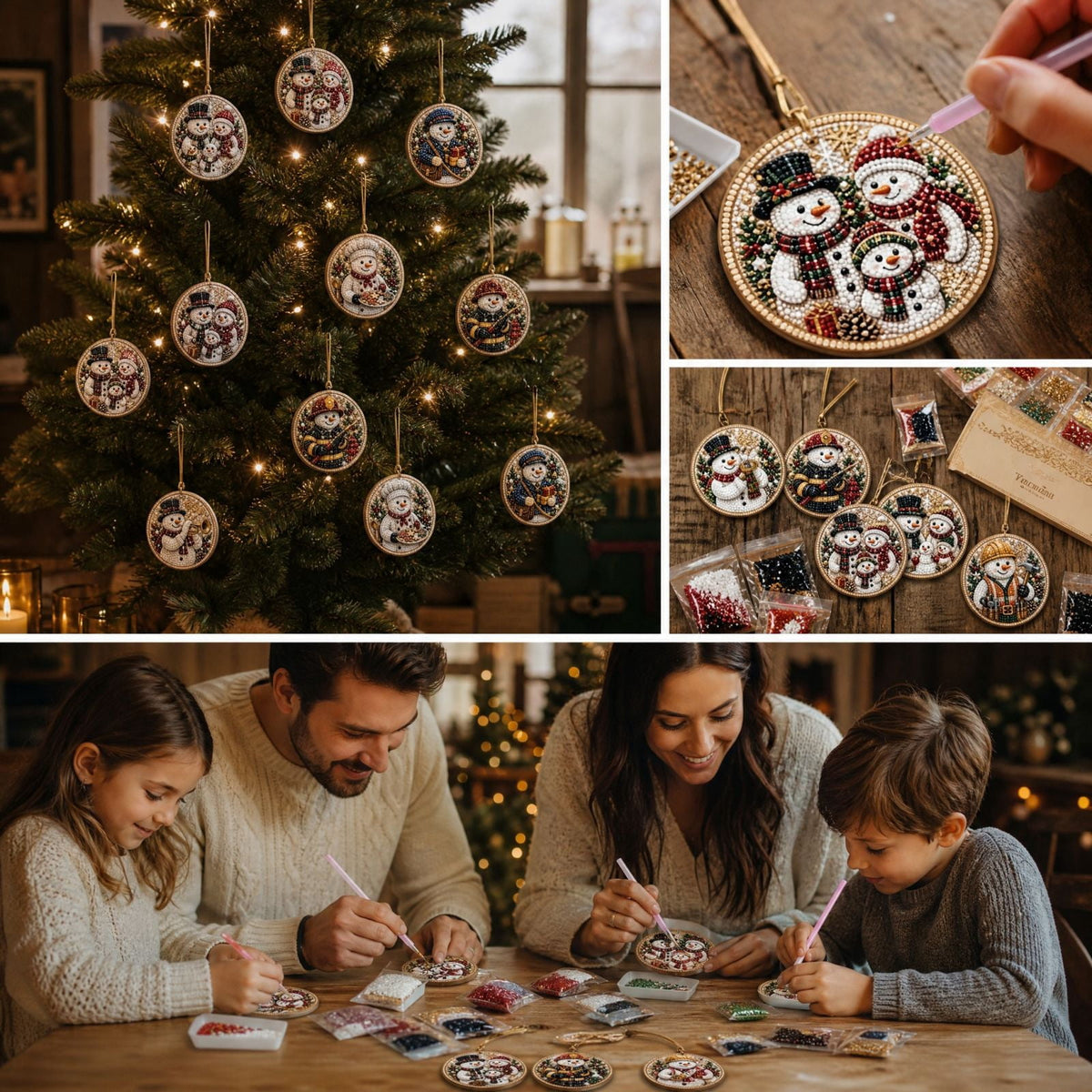 DIY Christmas Ornaments for Xmas Tree Hangings- Pearl Art Kits for Adults, Christmas Ornaments Set of 12, 2.76 Inch