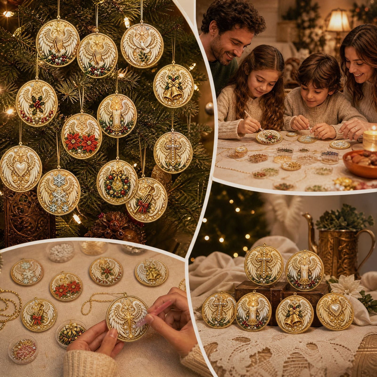 DIY Christmas Ornaments for Xmas Tree Hangings- Pearl Art Kits for Adults, Christmas Ornaments Set of 12, 2.76 Inch
