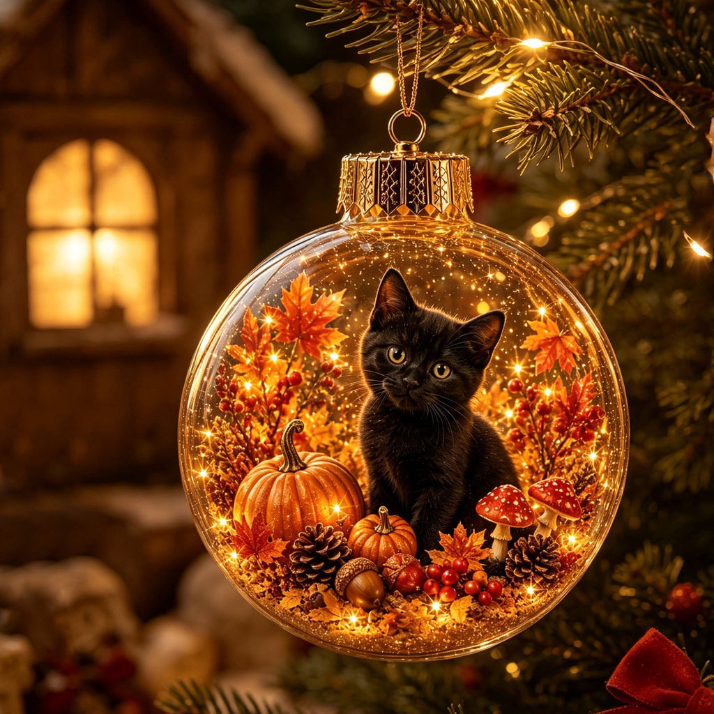 Mivyn Glowing Christmas Story Ornament, 4"Light-Up Mini Holiday Scene with Warm LED Light, Festive Keepsake Gift for Home Christmas Party Decoration,1PCS,