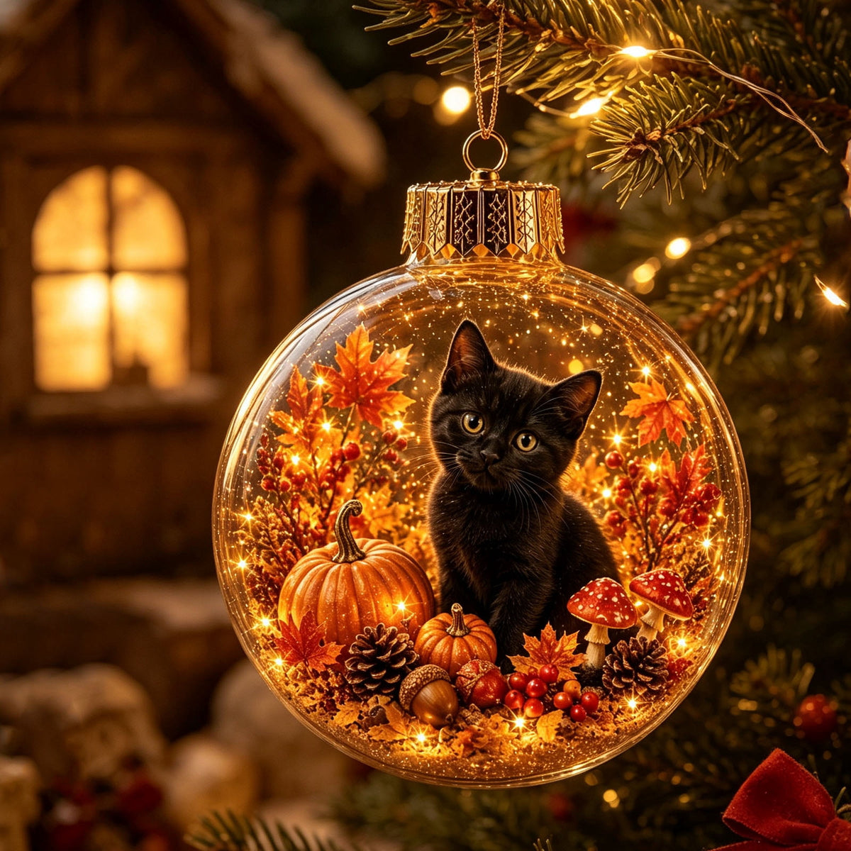 Mivyn Glowing Christmas Story Ornament, 4"Light-Up Mini Holiday Scene with Warm LED Light, Festive Keepsake Gift for Home Christmas Party Decoration,1PCS,